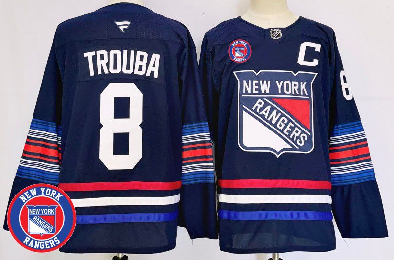 Men New York Rangers #8 Trouba Blue Fanatics 2025 NHL Jersey style 4